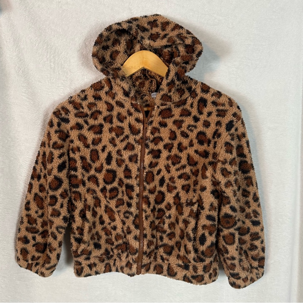 Sherpa Fuzzy Animal Print Zip Up Jacket